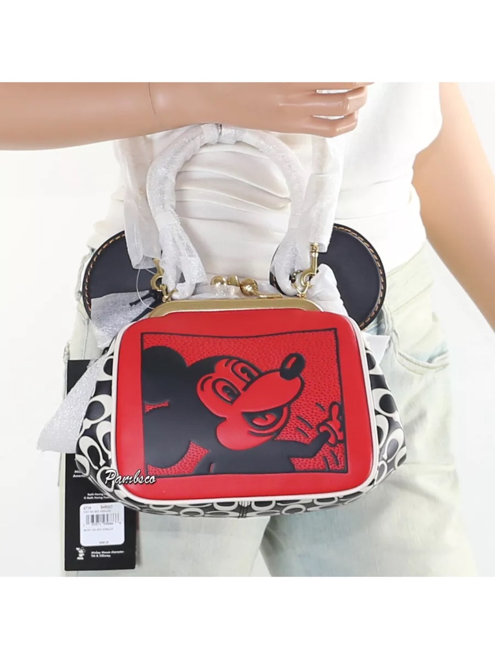 Coach Disney Mickey Mouse Keith Haring Kisslock Crossbody Bag 4716 New